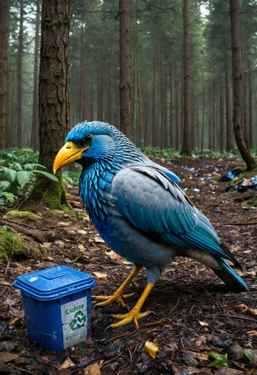 arafed bird in a forest, There is garbage in the stomach. , There is garbage in the body,The belly is translucent, garbage can be seen,made out of plastic, made of plastic, garbage plastic, made of trash, plastic waste, litter, littered with garbage, stefan koidl, littered, environmental art, environmental artwork, by david rubín, inspired by Chris LaBrooy, by Dan Christensen,realistic