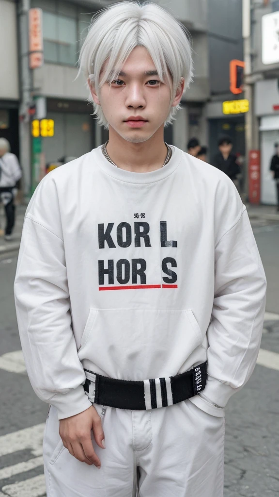 Boy
Korea
Teenager
Beautiful
White hair
Cute face
Street look
