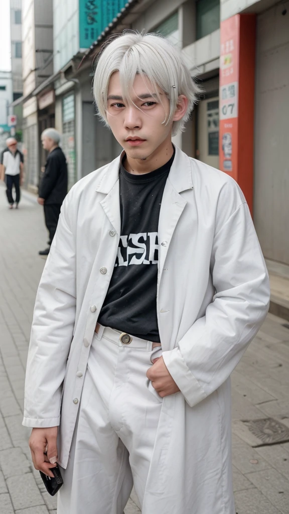 Boy
Korea
Teenager
Beautiful
White hair
Cute face
Street look
