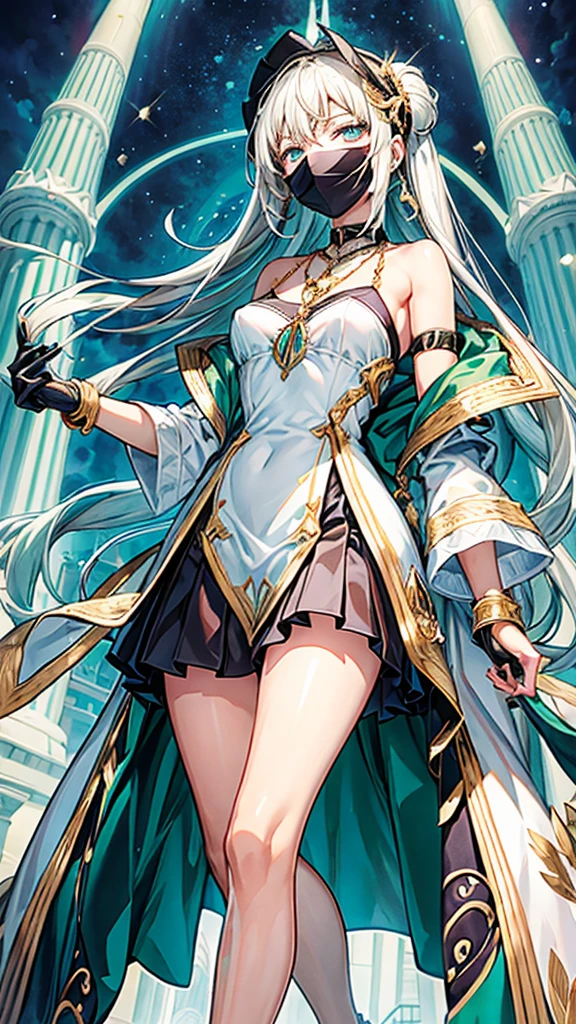 (extremely detailed CG unity 8k wallpaper),(masterpiece), (best quality), (ultra-detailed), (best illustration),(best shadow), (an extremely delicate and beautiful), 1girl, blue eyes, ((light skin)), sharp eyes, high ponytail, (blonde hair), fox ears, Grass field, ((royal-blue with white fur trim off shoulder kimono)), medium breasts
