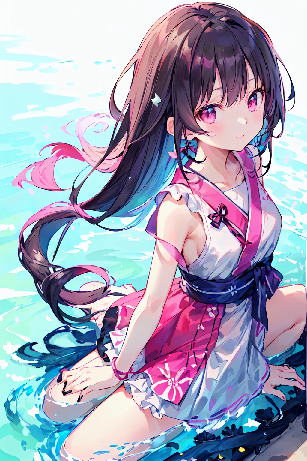 High resolution、Brown-haired girl drawn in Japanese anime style、Person sitting on a swim ring in an empty resort night pool々situation。(pinkの水着(、彼女は魅力的なpinkのビキニを着ています.、(pinkの水着)、The pool is beautifully lit、The surroundings are quiet and relaxing.、
(Masterpiece 1.5),super high quality, Very detailed,Perfect drawing,NFSW、beautiful woman、beautiful, Glowing Skin、A kind smile、beautiful black hair、Braiding、(((beautifulpinkの水着)))、(((pink、pinkの水着))),3d、16k illustration、((Clear Face))、High resolution、Nice background、beautiful background、Spotlight、Vibrant colors、(((Detail View)))、Perfect beauty,beautiful指,beautiful手,Points First,nail,Place your arms behind your back,Wakame seaweed、Wakame seaweed、Wakame seaweed、Wakame seaweed、Wakame seaweed、Wakame seaweed、Wakame seaweed、