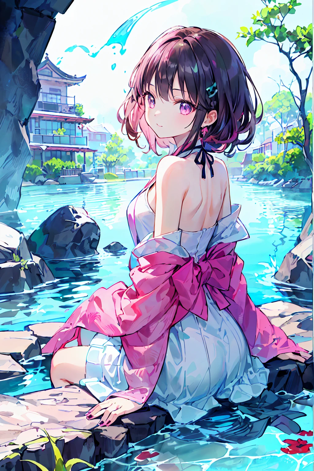 High resolution、Brown-haired girl drawn in Japanese anime style、Person sitting on a swim ring in an empty resort night pool々situation。(pinkの水着(､彼女は魅力的なpinkのビキニを着ています.、(pinkの水着)､The pool is beautifully lit、The surroundings are quiet and relaxing.､
(Masterpiece 1.5),super high quality, Very detailed,Perfect drawing,NFSW、beautiful woman、beautiful, Glowing Skin、A kind smile、beautiful black hair、Braiding、(((beautifulpinkの水着)))、(((pink、pinkの水着))),3d、16k illustration、((Clear Face))、High resolution、Nice background、beautiful background、Spotlight、Vibrant colors、(((Detail View)))、Perfect beauty,beautiful指,beautiful手,Points First,nail,Place your arms behind your back,Wakame seaweed、Wakame seaweed、Wakame seaweed、Wakame seaweed、Wakame seaweed、Wakame seaweed、Wakame seaweed、