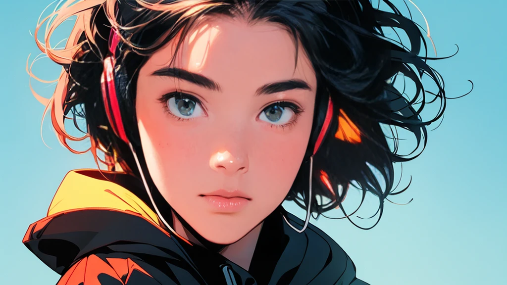 2D illustration, anime, Manga style, whole body,Asian, Bishamon from noragami, 1 Girl, Big Hair, Shortcuts, create, High resolution, masterpiece, Highest quality, High detail, High detailed eyes, Grain Filter, Detailed lips, High resolution, Super detailed, Realisticな比率, Anatomically correct, Beautiful young woman, Erin Moriarty pairing:0.7, joey king:0.5, Sydney Sweeney:0.whole bodyポートレート, Illustrator, anime , Realistic ,sketch , 1 Girl, ,lip, hoodie,order, the 90s, Neon Hair,Textured Trim, (masterpiece,Highest quality), lofi, Battle DJ girl in HIPHOP fashion wearing DJ headphones