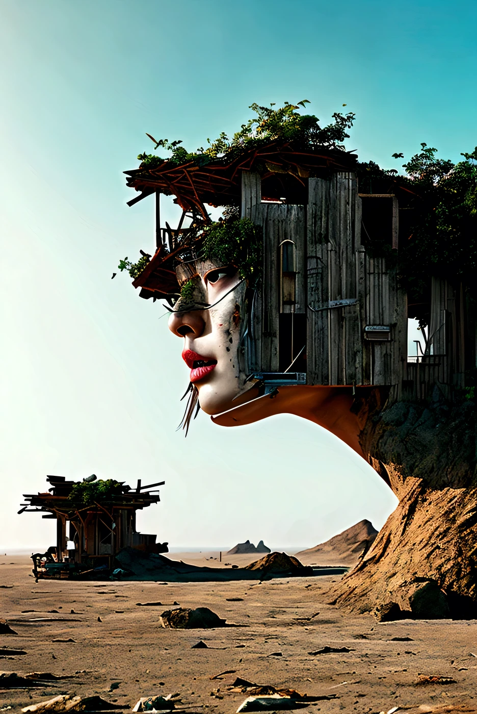 Self-deconstruction, Surrealism, Dreams, Award-winning masterpiece,Stunning details, Zhang kechun, Surreal vaporwave , Liminal Space, Very detailed, Extremely meticulous futurism, Cleveland, Ohio, Movie ,Rim Light ,Octane Rendering, wvebg1
