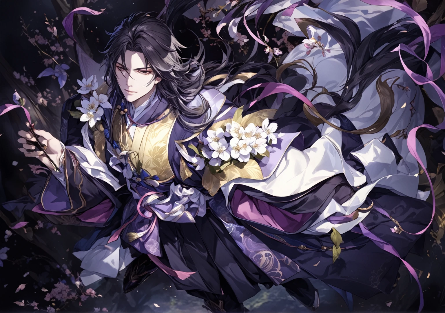 masterpiece, best quality, Fantasy aesthetics, Highly detailed, shadowverse style, male, japanese style