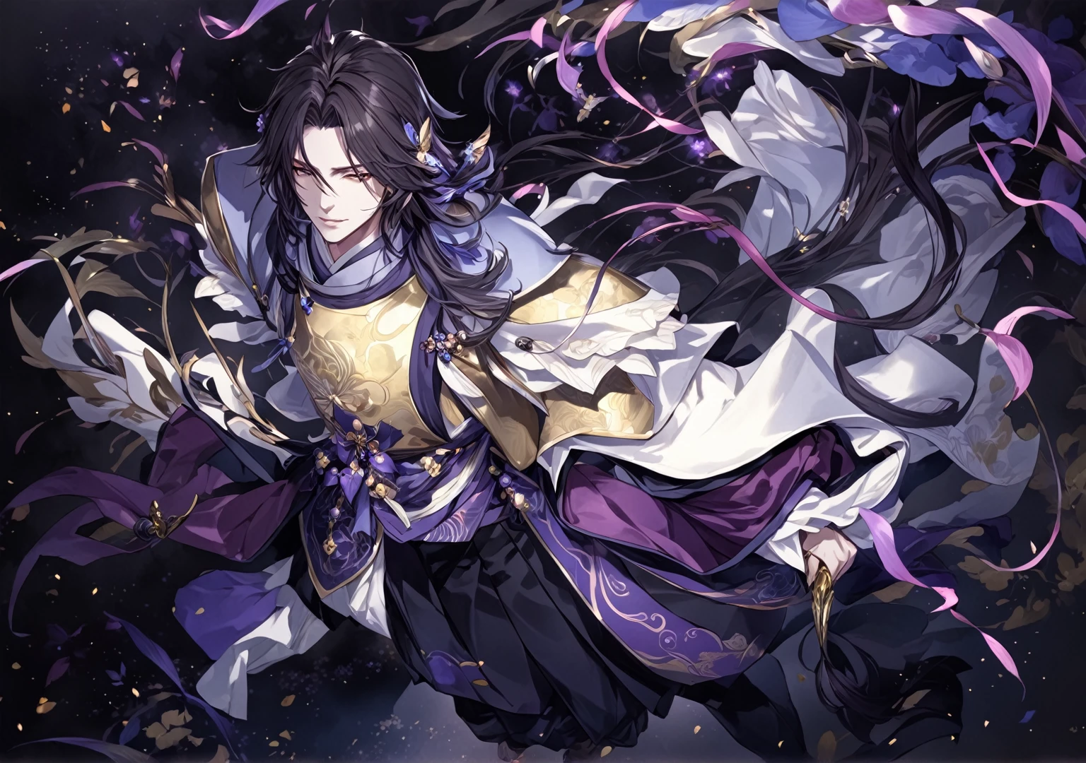 masterpiece, best quality, Fantasy aesthetics, Highly detailed, shadowverse style, male, japanese style