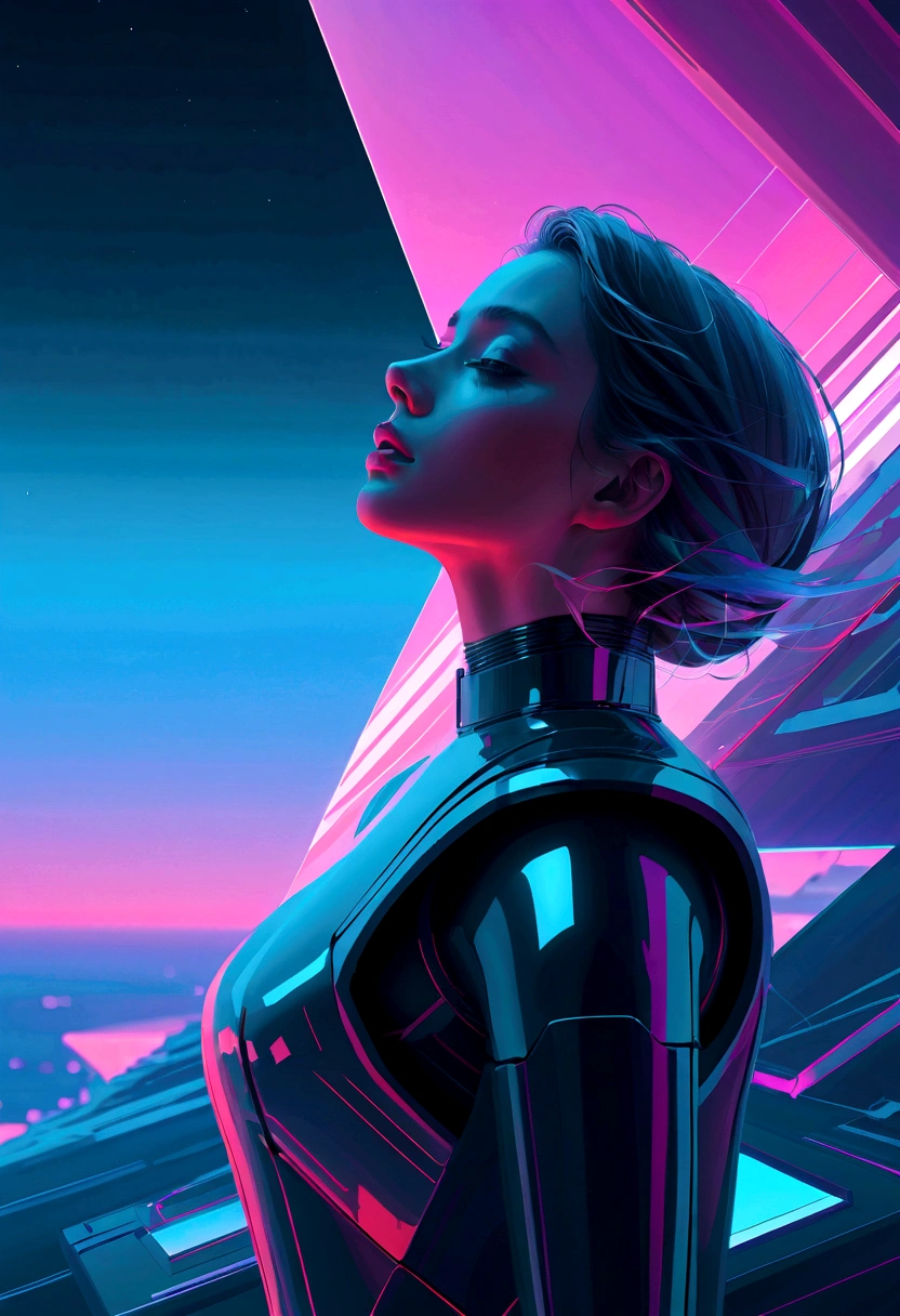 Self-deconstruction, Surrealism, Dreams, Vaporwave , Liminal Space, Futurism, Movie ,Rim Light ,Octane Rendering