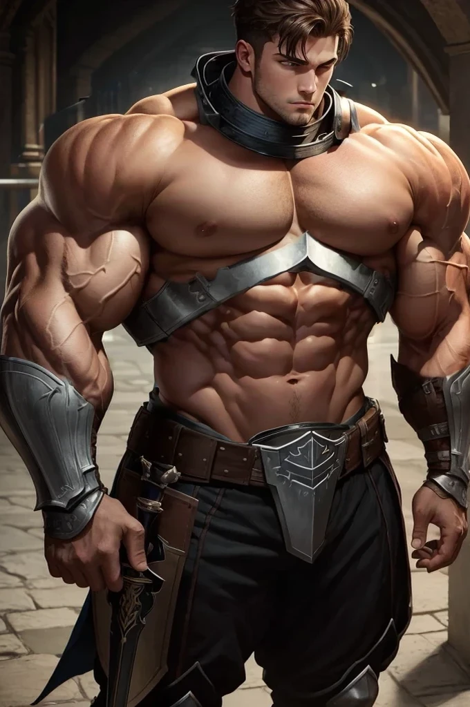 Very muscular, heroic abdominal.