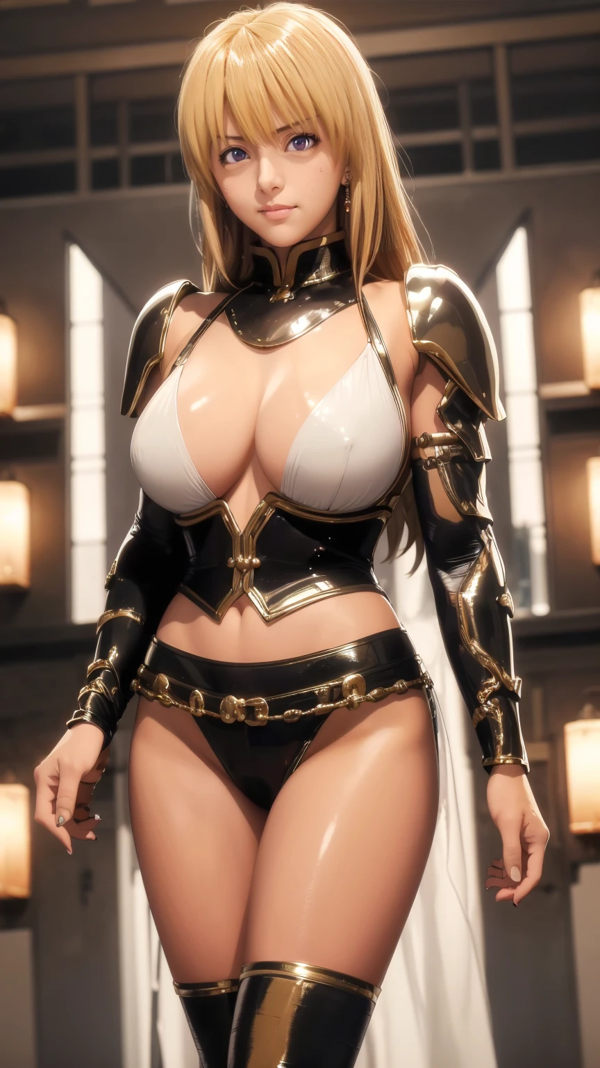 woman in her 20s、1 person、Angelic、There are large white wings on the back、Has 6 wings、Swan wings、With a round face、round chin、Close-up of a woman in armor holding a sword, Armor girl, female knight, big and full breasts、full armor, full armor, gorgeous female paladin, female knight, of a Beautiful female knight, Beautiful armor, Plump、thick waist、wide waist、full armor, armor、Gorgeous full-body armor, Amazing armor, Trending on Art Station Pixiv, Beautiful female knight、has a large sword、Great Sword of Steel、happy look、looking here、Look at me、Lakeside、white military flags lined up, There is a large army behind us far away.、With forest and mountains in the background、black string、Black pattern,kurapika, bob hair, blonde hair, (long tits:1.1), (huge tits:1.1), (saggy tits:1.2), (BIG ASS:1.2)