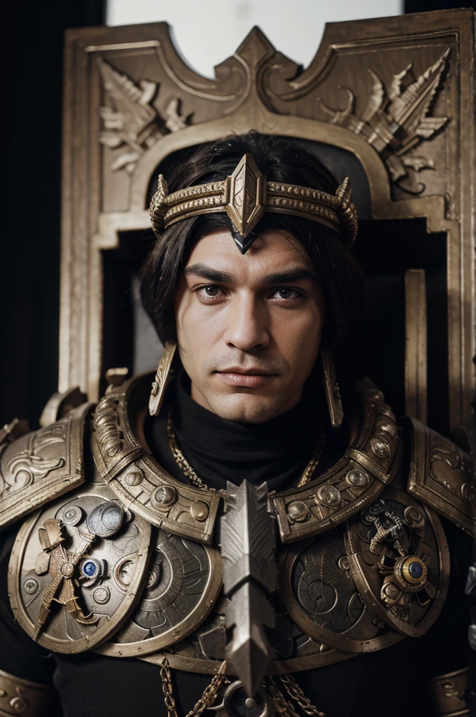kramer as god emperor, warhammer 40k, ornate armor, (high detailed skin_1.2), 8k uhd, dslr, sharp