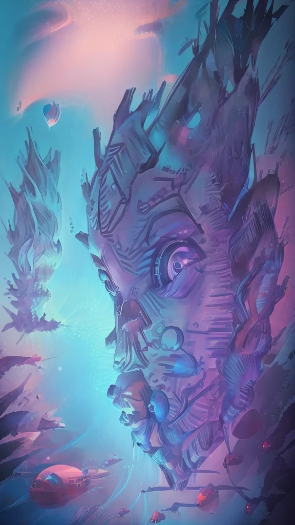 Cool pastel space,underwater,Kawaii, cute, pretty, anime, pastel, neon,(unusual pupils), (glowing eyes), (magic eyes)