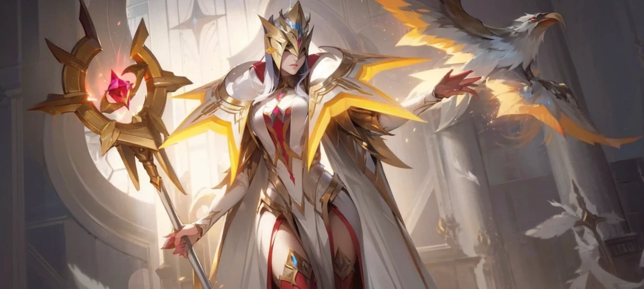 Pharsa hero from mobile legends uses the HIEROPHANT skin which is very elegant and graceful with a mask covering his eyes
