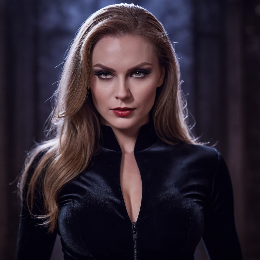 beautiful evil slavic muscular woman, pale skin, long dark blond hair, Photo, Halloween Skin - Catwoman, in club, velvet black suit, whole body, Sharp Focus, dynamic sexy pose, helios 44-2, swirling bokeh, Sharp Focus, Студийное Photo, complex parts, high detail, sharpness, character portrait, perfect lighting, masterpiece, Detailed backstory, Cinematic lighting, 8 k, ultra detailed, hyperrealism, masterpiece, perfectly focused, f/22, symmetry and balance, artistic, infrared photography, outstanding details,