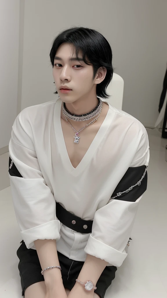 Korean boy
Beautiful
V
Jewellery
Kpop idol
23 years old
Short White and black hair