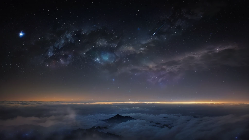 Starry sky with some clouds and some stars, Fog and starry sky, Sitting on a cloud in space, Etienne Delesser, Mikko Lagerstedt, 星空 8K, きらめくDistant Star, Stars shining in the distance, Distant Star, Night Sky with clouds and stars, Night Sky; 8K, Stars in the sky