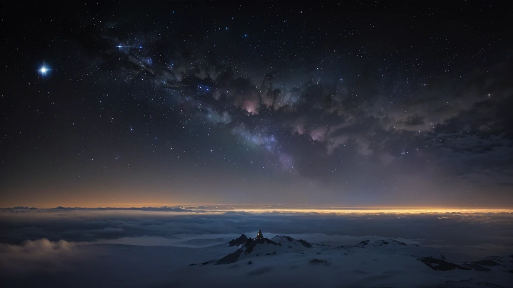 Starry sky with some clouds and some stars, Fog and starry sky, Sitting on a cloud in space, Etienne Delesser, Mikko Lagerstedt, 星空 8K, きらめくDistant Star, Stars shining in the distance, Distant Star, Night Sky with clouds and stars, Night Sky; 8K, Stars in the sky