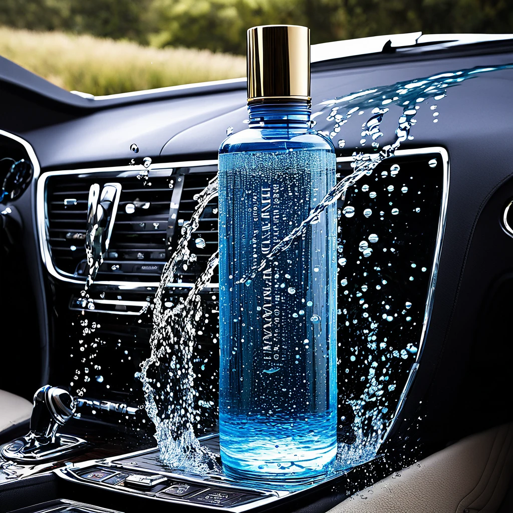 living water for the car in a luxurious bottle