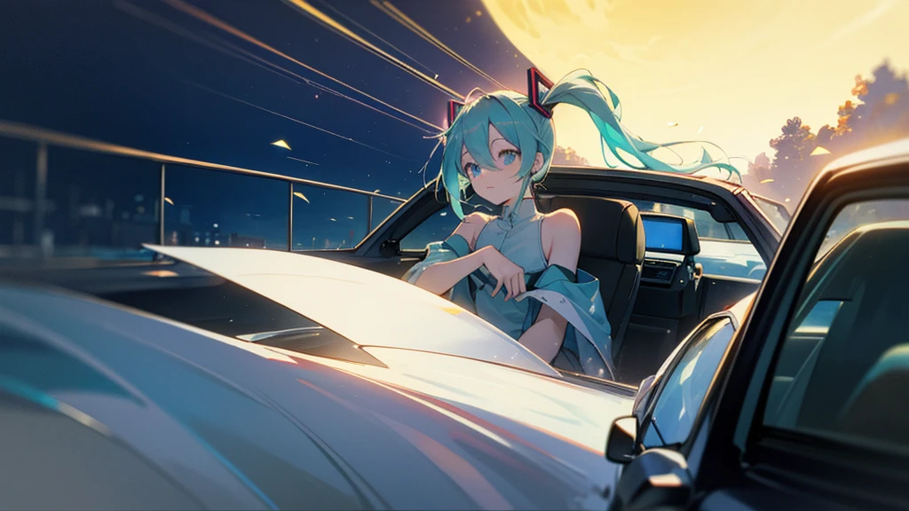 Hatsune Miku under the moonlight、A scene of driving on a quiet road
