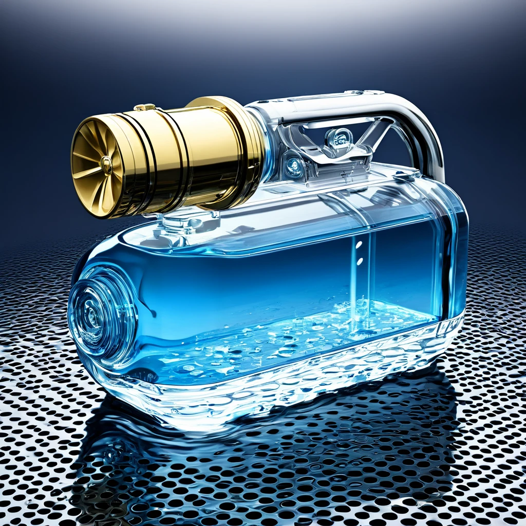 living water for the car engine in a luxurious bottle