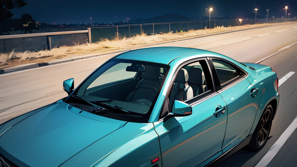 Hatsune Miku under the moonlight、A scene of driving on a quiet road
