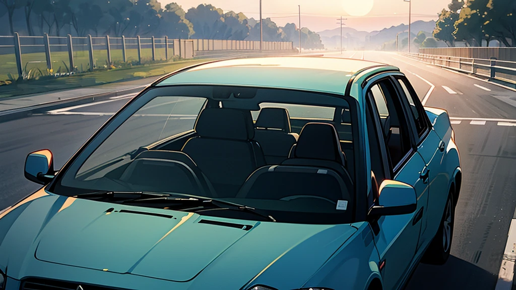 Hatsune Miku under the moonlight、A scene of driving on a quiet road