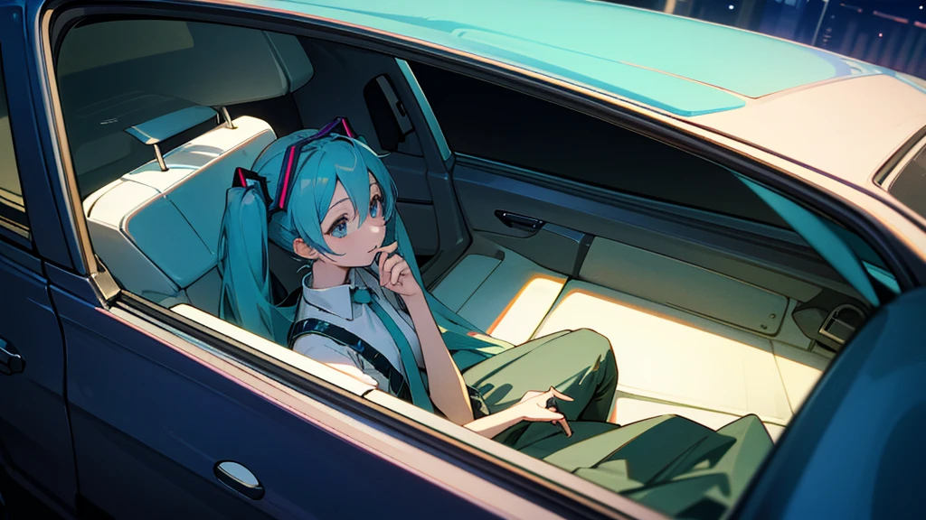 Hatsune Miku under the moonlight、A scene of driving on a quiet road