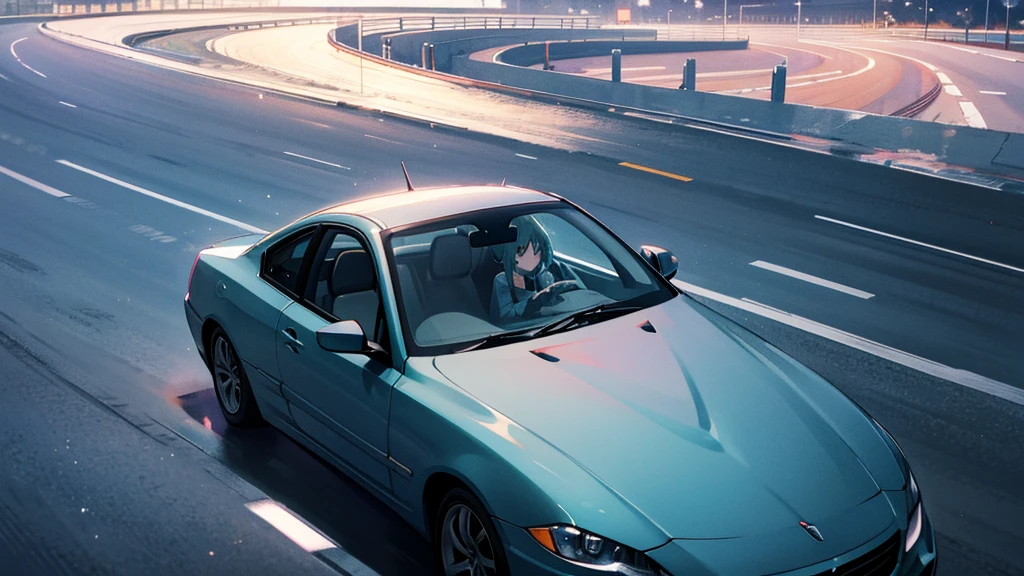 Hatsune Miku under the moonlight、A scene of driving on a quiet road