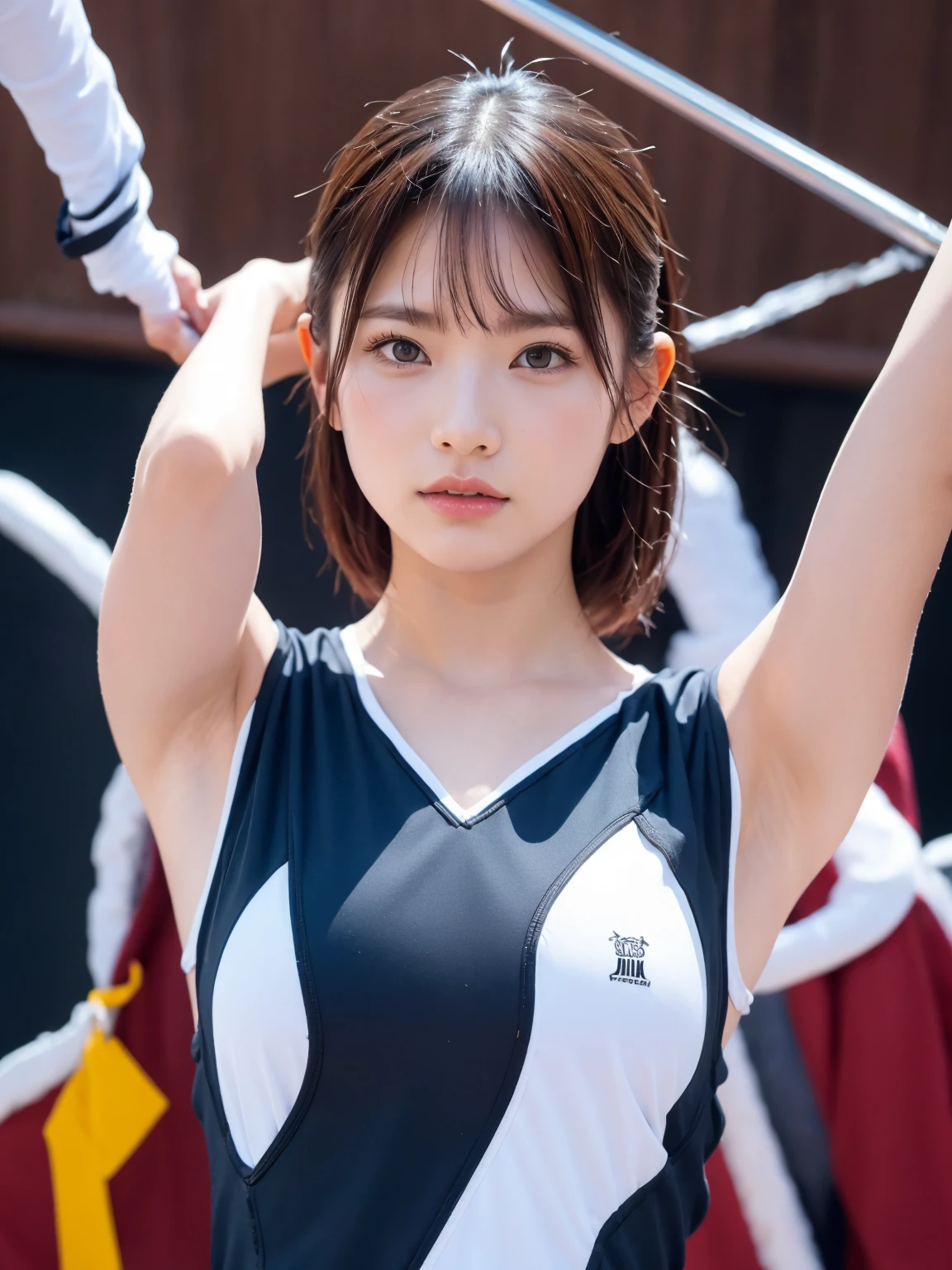 (8K, RAW Photos,Highest quality, High resolution:1.1), (Ultra-realistic:1.4),(Realistic, Realistic:1.3),The Beauty of Japan、((Upper Body:1.3))、Gymnastics Team - Flexible Leotards and Grips