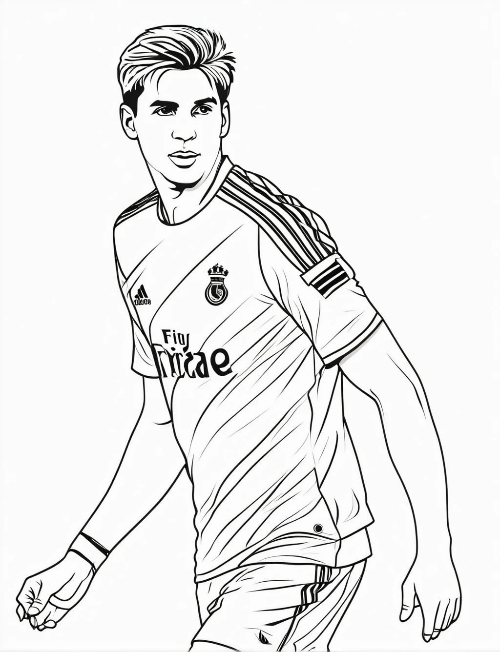 ((Messi)), (black and white), (masterpiece), (coloring page), line art drawing, graphic, (simple line art), vector graphics, Clear and Distinct Lines, Varied Line Weights, Smooth curves, Bold outlines, Crisp shapes