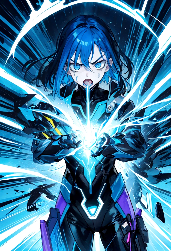 An young man's frightened face in comic book style, depicted in a bold, expressive lines and vibrant colors, against a contrasting gradient background that oscillates between electric blue and neon yellow, evoking a sense of urgency and unease, the subject's eyes wide with fear, eyebrows furrowed, and mouth agape, surrounded by abstract shapes and streaks, reminiscent of classic comic book visual motifs, imbued with a dynamic, kinetic energy, capturing the intense emotional turmoil of the moment, while exuding a futuristic, sci-fi flair.