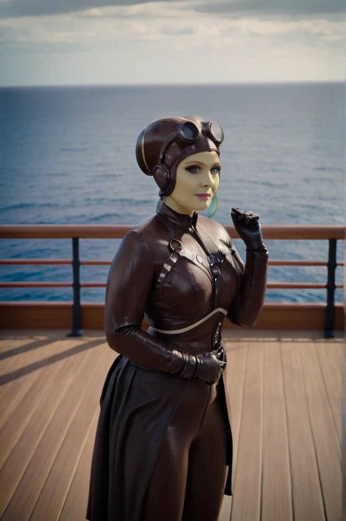 cinematic film still hera syndulla bun at cruise ship deck, medium shot . shallow depth of field, vignette, highly detailed, high budget Hollywood movie by tim burton, bokeh, cinemascope, moody, epic, gorgeous, film grain, grainy