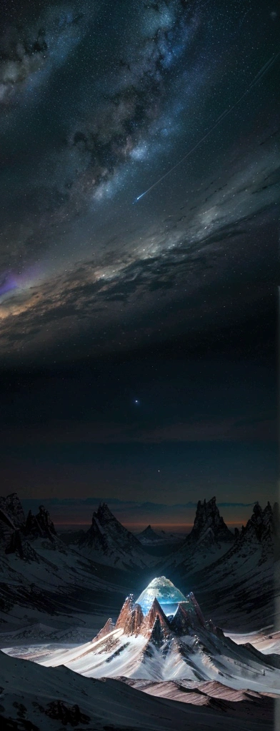 (best quality,4k,8k,highres,masterpiece:1.2),ultra-detailed,(realistic,photorealistic,photo-realistic:1.37),alien planet,phantoms,exotic landscape, pole star, star,shimmering rainbow,ringed planet,mesmerizing view,otherworldly beauty,mysterious atmosphere,unseen wonders,enchanted realm,spectacular celestial bodies, bright hues,dreamlike scenery,colorful sky,dramatic lighting,ethereal shadows,unexplored frontier,universe's secrets,cosmic magic,star-filled skies。