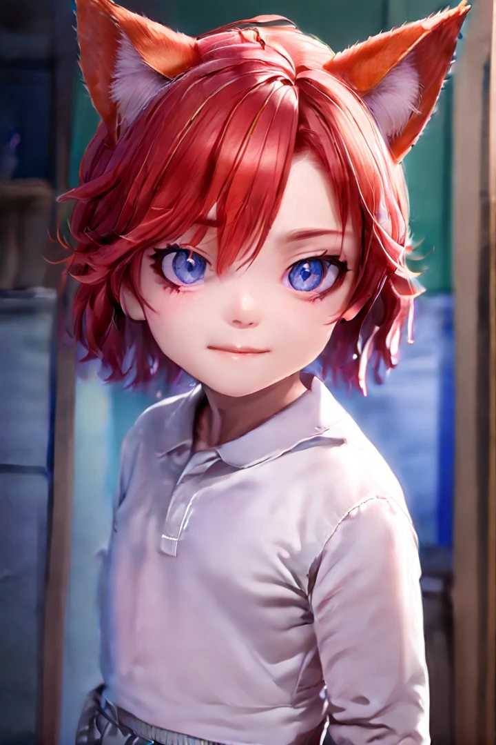 1girl, aki, crimson hair, animal ears, masterpiece, ultra detail,  blue eyes, hyper-pregnant , short stature, elementary school student 