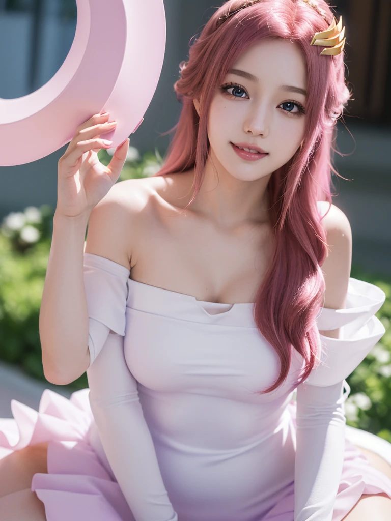 (8k, 4k, best quality, highres:1.2), (maasterpiece, realistic, photo realistic:1.37), 1girl, solo, beautiful face, eyelashes, nose, glossy lips, (detailed eyes, looking at viewer, fair skin, white skin:1.5), fine complexion, upper body,
large breasts, busty,, (nude:1.5),
outdoor onsen,
two side up, absurdly long hair, blonde hair, pink hair, bangs, hair ornament, bow,
younger, aged down,