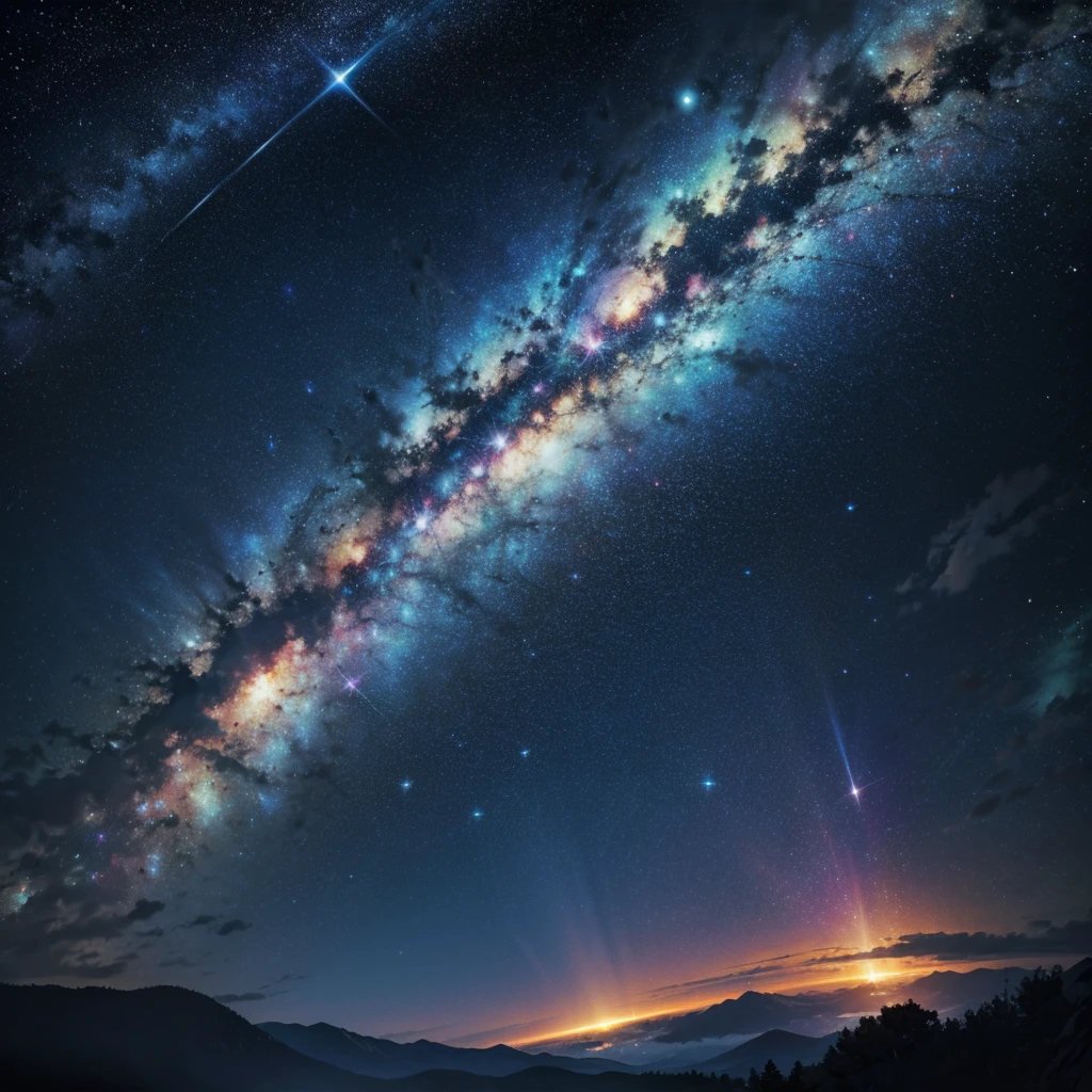 Highest quality，masterpiece，starry sky galaxy background，Extremely complex and exquisite details
