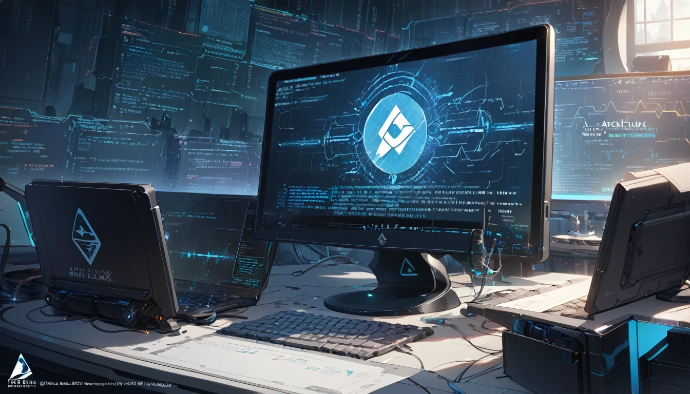 ((Arch Linux)), ((Logo)), Wallpaper, Tech, ((Hacker)), ((Coding)), HD, High Resolution, Masterpiece, 4K