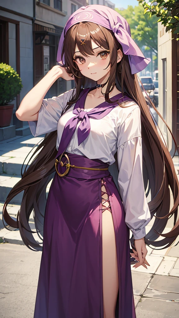 ((Tabletop, Highest quality, High resolution, , Pixel Perfect, 4K,))), 1 female, 、The whole body is visible、 ((Long Wavy Hair, bangs, Brown Hair)), ((Brown eyes, Beautiful eyelashes, Realistic eyes)), ((Detailed face, Blushing:1.2)), ((Smooth texture:0.75, Realistic texture:0.65, Realistic:1.1, Anime CG Style)), Medium sized breasts, Dynamic Angle, Perfect body, (( , , Beautiful Priest、、 Priest off-shoulder jacket、Priest Flare Skirt、、)), Gold Hair Ornament、Cross Necklace、Earrings、Very embarrassing panic smile, 、Gorgeous church basilica、、Hold a big Bible、Leaning forward、Stick your butt out、Lacy pink bra、、、、、 、Angle from below)、