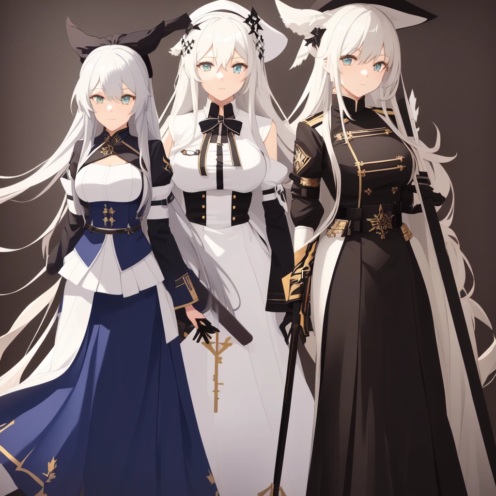 One wears、Holding a sword、Woman wearing a hat, from Girls Frontline, Fine details. Girls Frontline, From Arknights, Girls Frontline style, anime maid ss military, Azur route style, Girls Frontline cg, Kushat Krenz Key Women in Art, Gu Weiss, Krenzkushat, White-haired deity, Fleet Collection Style,Standing painting,E2 style,Standing painting的风格