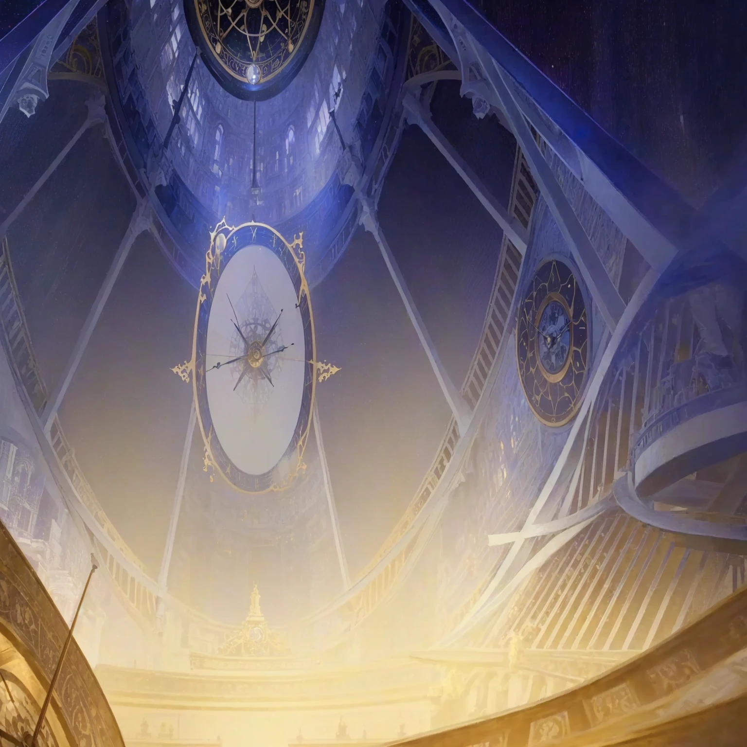There is a clock on the ceiling of a building., Infinite Space Clock Background, Infinite Celestial Library, Alchemist&#39;s Library Background, background technologywork, Animation New Art Universe Display, Intricate sparkling atmosphere, background technology, Concept Art magical highlight, Kingdom of Light Background, Arena Background, anime background technology, astral background, Gorgeous border + Concept Art, Star Clocks