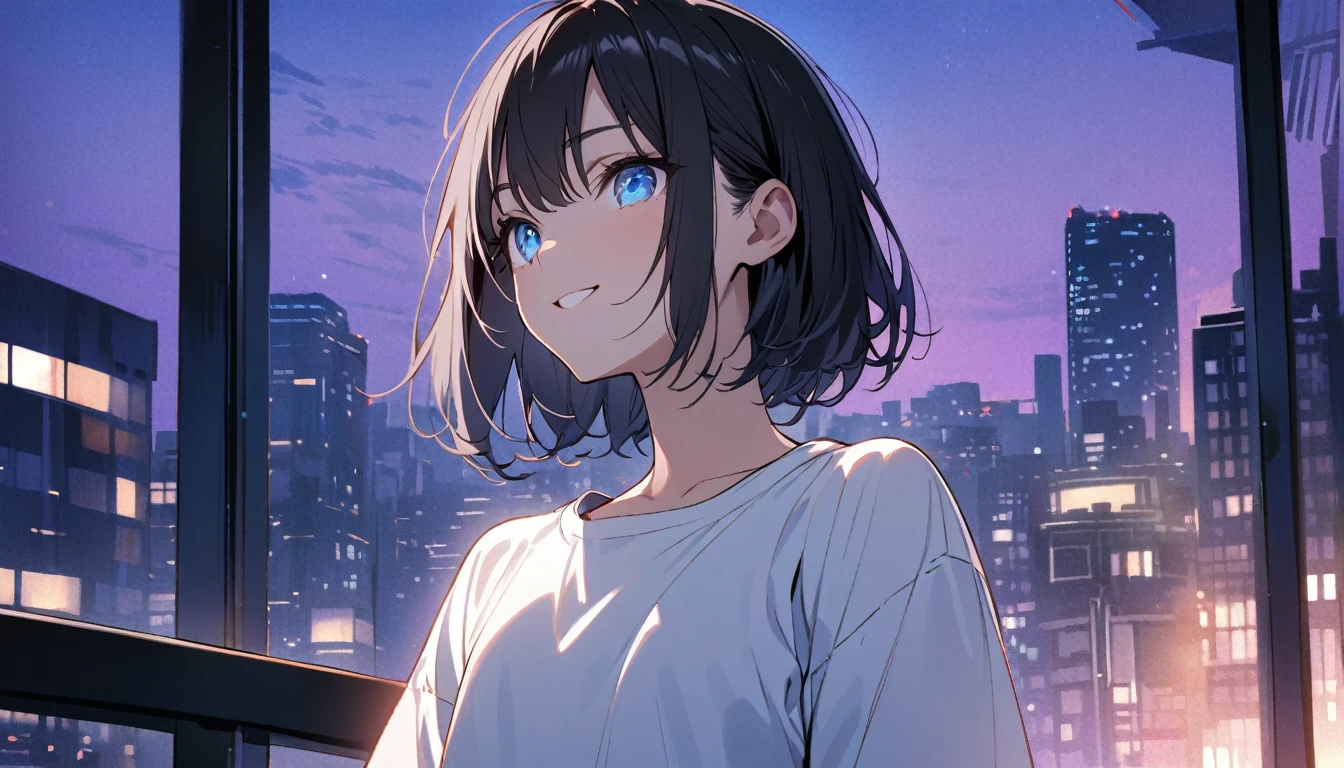 Txt2Img
SDXL
12:59:56
1girl, solo, blue eyes, (detailed eyes), flat chest, short hair, black hair, ((white t-shirt)), simple t-shirt, black skirt, black socks, standing, upper body, gentle smile on her face((masterpiece, illustration, best quality)) girl Wearing sunglasses, Behind is the cityscape in the evening. There are twinkling lights of the city amidst the blue, blue, and purple sky. Cool girls stand on high balconies or bridges. Looking out at the city with a confident and calm expression. The colors of the picture emphasize the dramatic tone. close up to the face