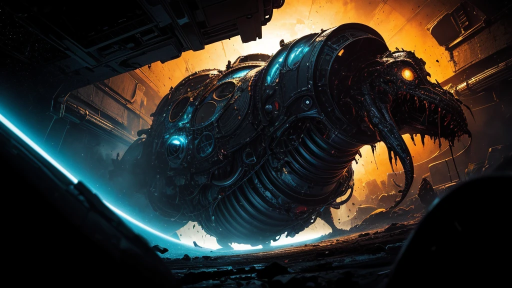 a retro comic style artwork, in the black vacuum of space, an unimaginable horror stirs, a pulsating slimy ovomorph rips open, revealing an agile deadly facehugger, hyper detailed, intricate, bold colors, dynamic composition, dramatic lighting, cinematic atmosphere, chiaroscuro, comic book shading, grunge textures, gritty, high contrast, vibrant, masterpiece, 8k, photorealistic