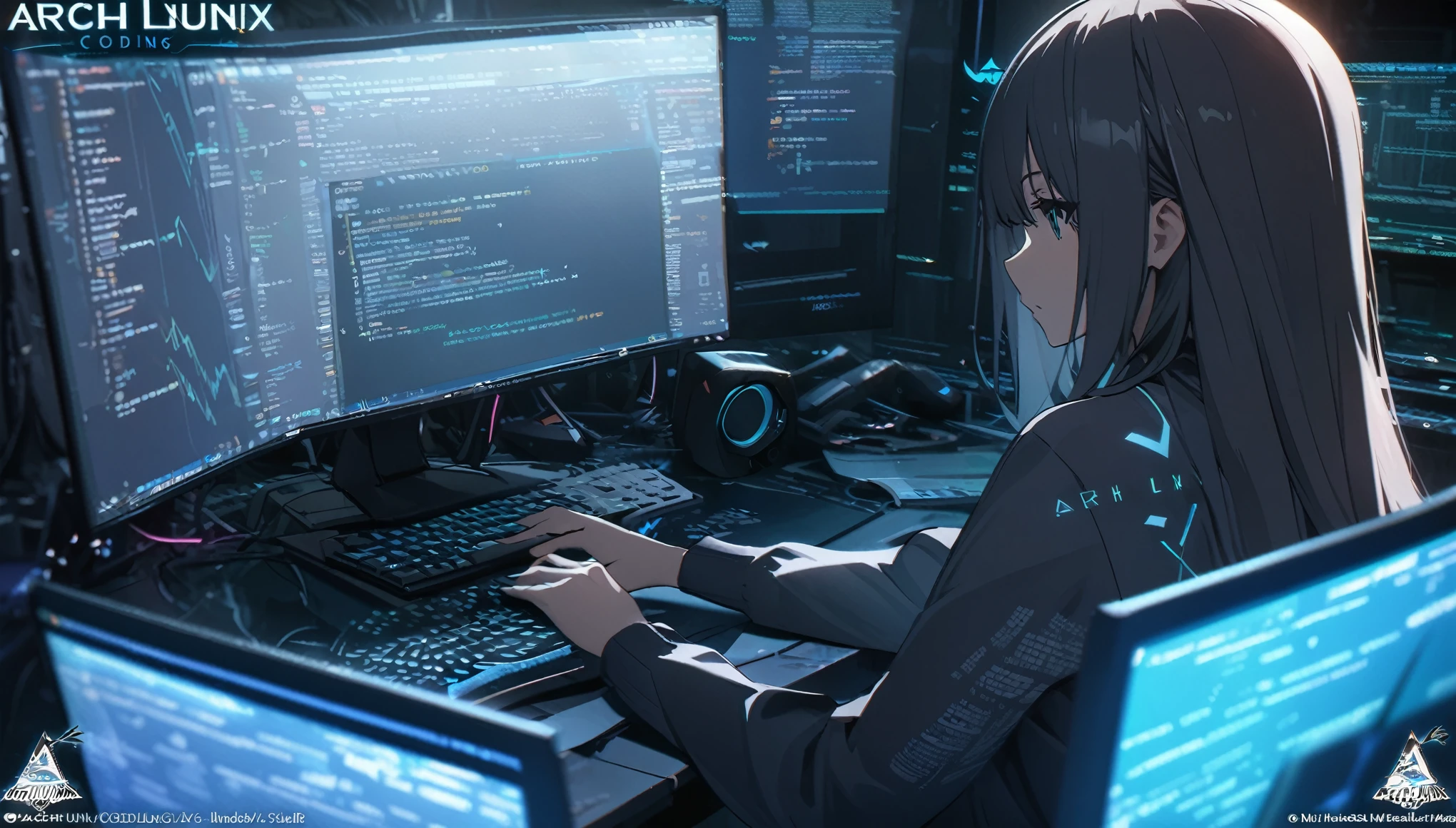 ((Arch Linux)), ((Logo)), Wallpaper, Tech, ((Hacker)), ((Coding)), HD, High Resolution, Masterpiece, 4K