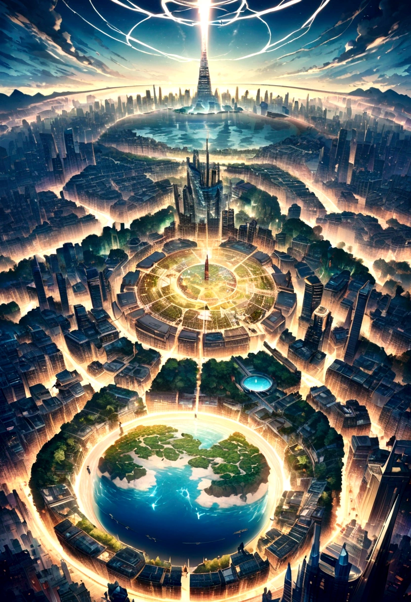 Atlantis、prosperity、Many people、Big city、A big city on the sea、Urban islands々々々々、civilization、Super Science City、Advanced、Ring-shaped continents、A large city spread out in concentric circles