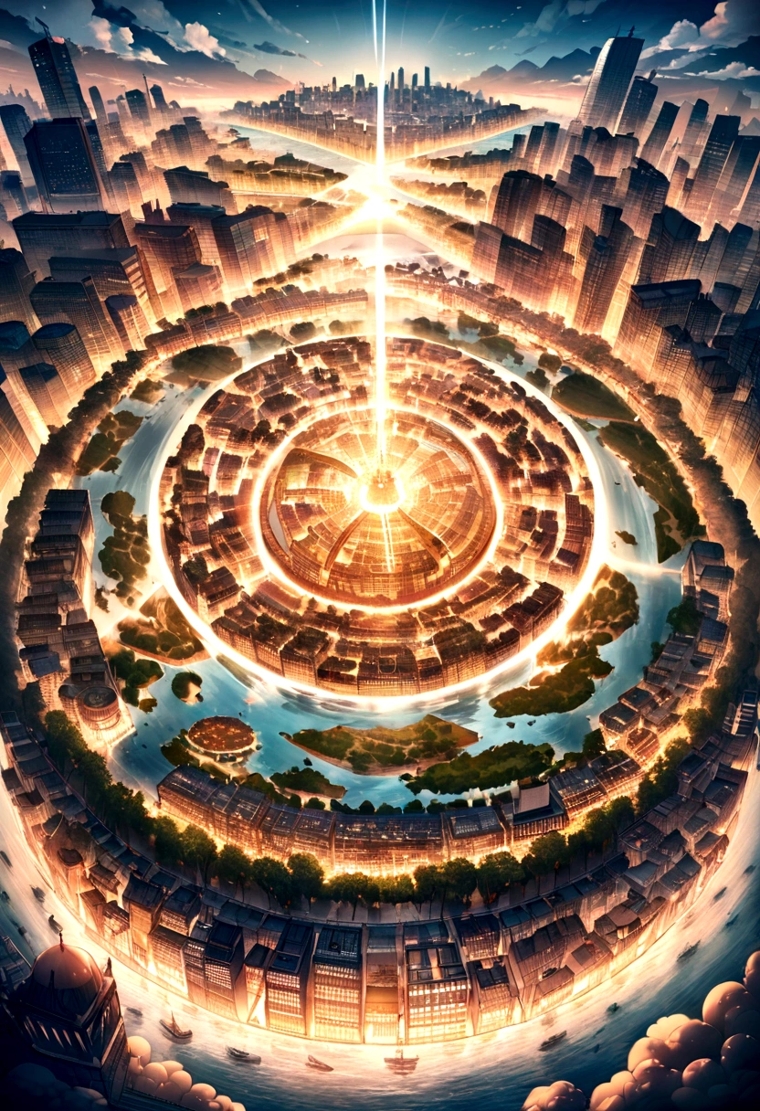 Atlantis、prosperity、Many people、Big city、A big city on the sea、Urban islands々々々々、civilization、Super Science City、Advanced、Ring-shaped continents、A large city spread out in concentric circles