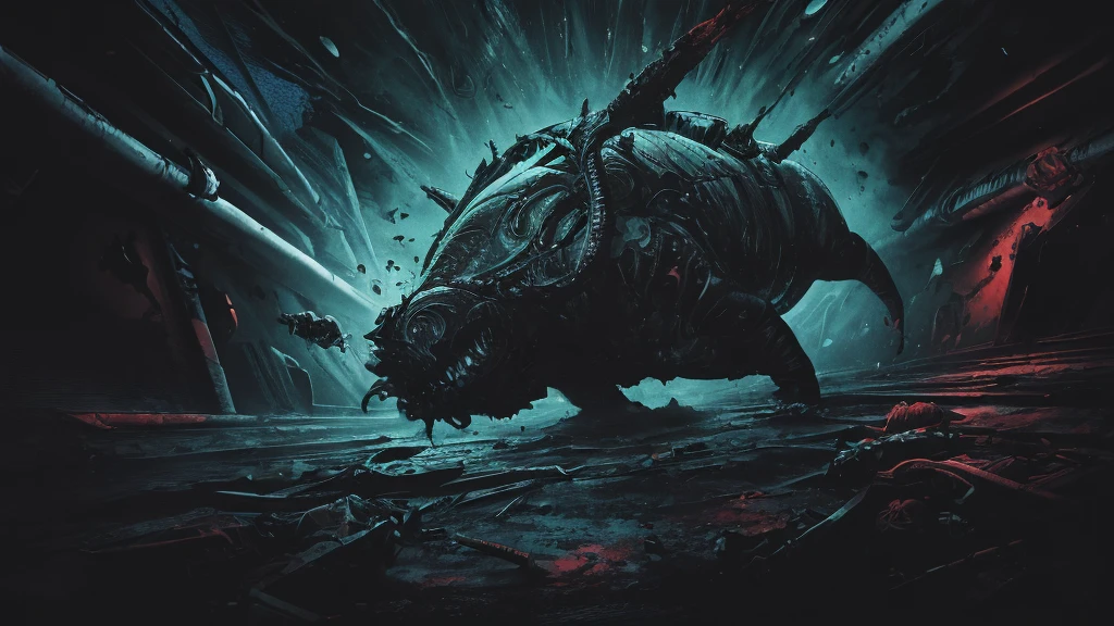 a retro comic style artwork, in the black vacuum of space, an unimaginable horror stirs, a pulsating slimy ovomorph rips open, revealing an agile deadly facehugger, hyper detailed, intricate, bold colors, dynamic composition, dramatic lighting, cinematic atmosphere, chiaroscuro, comic book shading, grunge textures, gritty, high contrast, vibrant, masterpiece, 8k, photorealistic