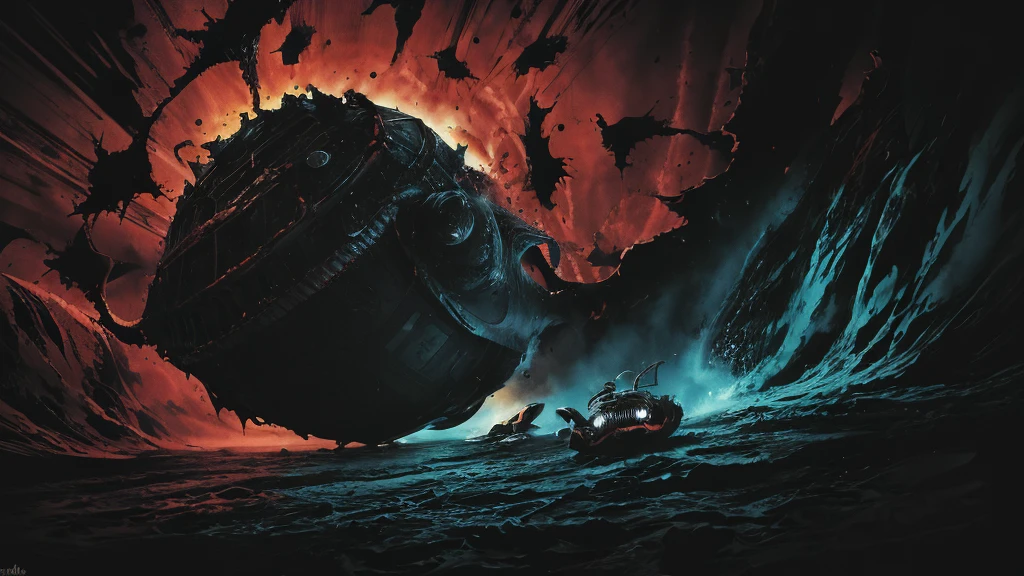 a retro comic style artwork, in the black vacuum of space, an unimaginable horror stirs, a pulsating slimy ovomorph rips open, revealing an agile deadly facehugger, hyper detailed, intricate, bold colors, dynamic composition, dramatic lighting, cinematic atmosphere, chiaroscuro, comic book shading, grunge textures, gritty, high contrast, vibrant, masterpiece, 8k, photorealistic
