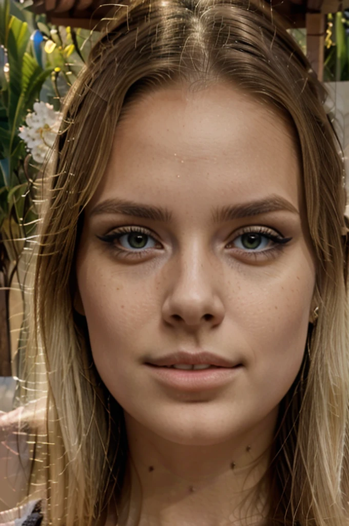 (Best Quality,4k,8k,high resolution,Masterpiece:1.2),ultra detailed,(realist,photorealist,photo-realist:1.37),A close-up of a sweet and sensual woman with messy blonde hair and a white top, 25 years, green eyes, a little pale and some freckles, (Beautiful detailed eyes,beautiful detailed lips,extremely detailed eyes and face,long eyelashes),vivid colors,sharp focus,portraits,luminous lighting