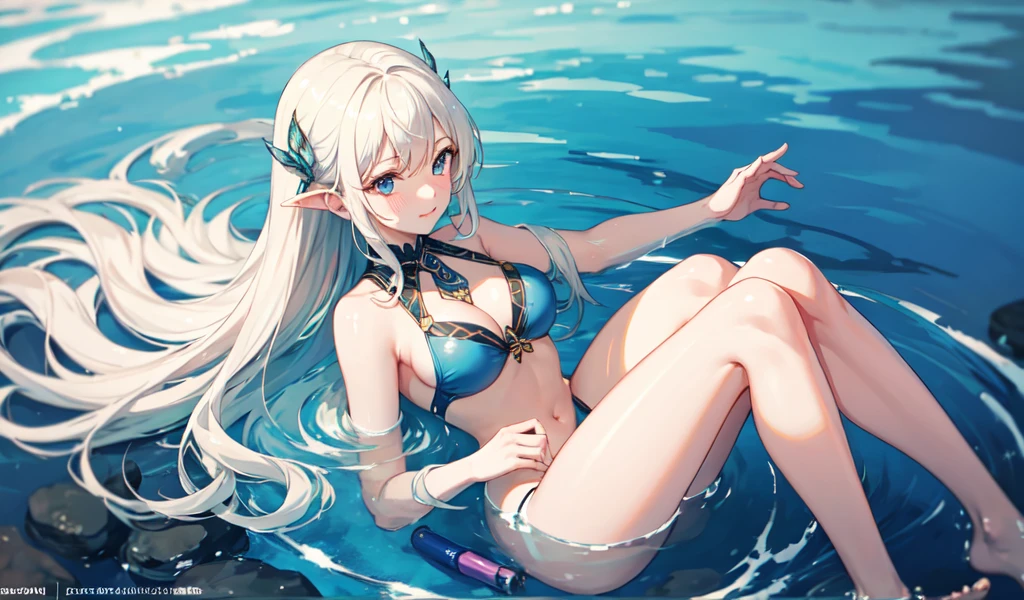 ((Highest quality)), ((masterpiece)), (detailed), A Beautiful Celtic Witch, Swimming in a swimsuit