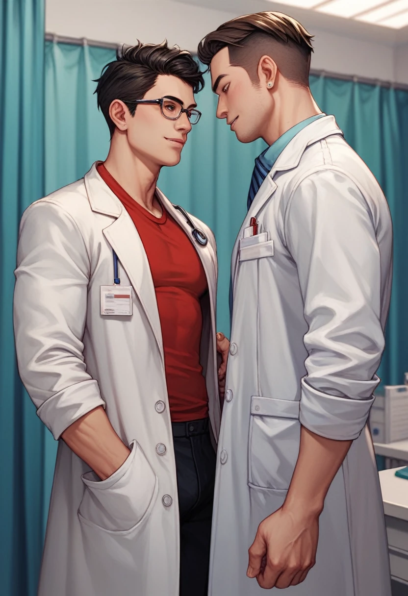 Asian guy, medium hair, medical coat, doctor, skinny Man, handsome man