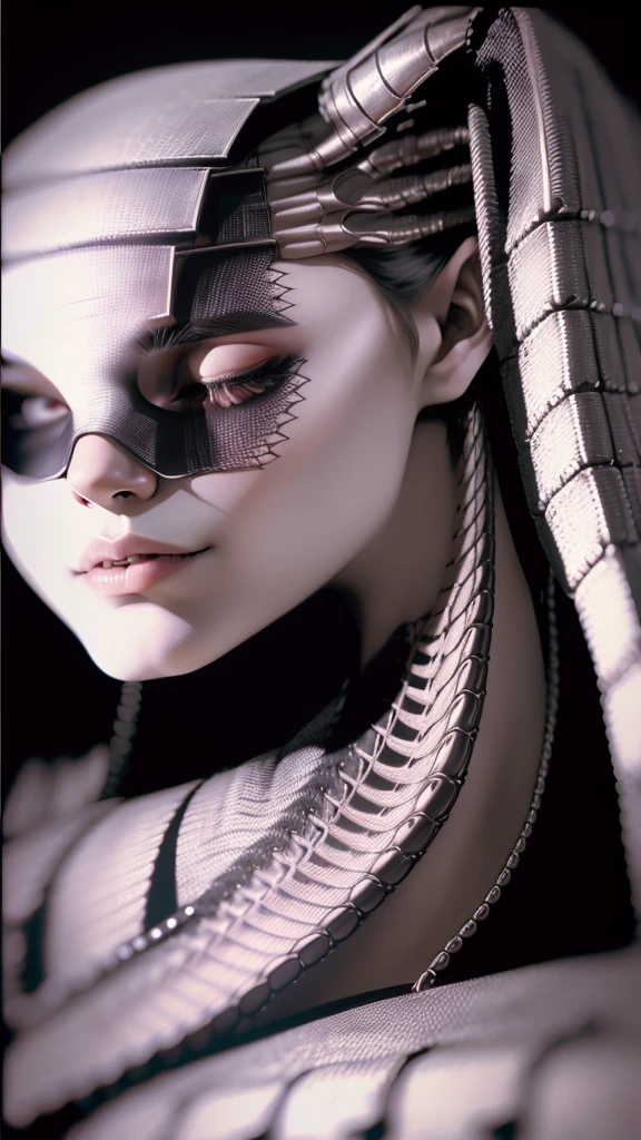 a close up of a woman with a strange face and a strange head, psytrance y giger, symmetrical portrait scifi, giger portrait of queen dragon, fractal biomech, Fondo de giger adornado, biologic hr giger style, cybernetic demon dreaming, intrincado transhumano, Aetherpunk Airbrush Arte Digital, en estilo de giger